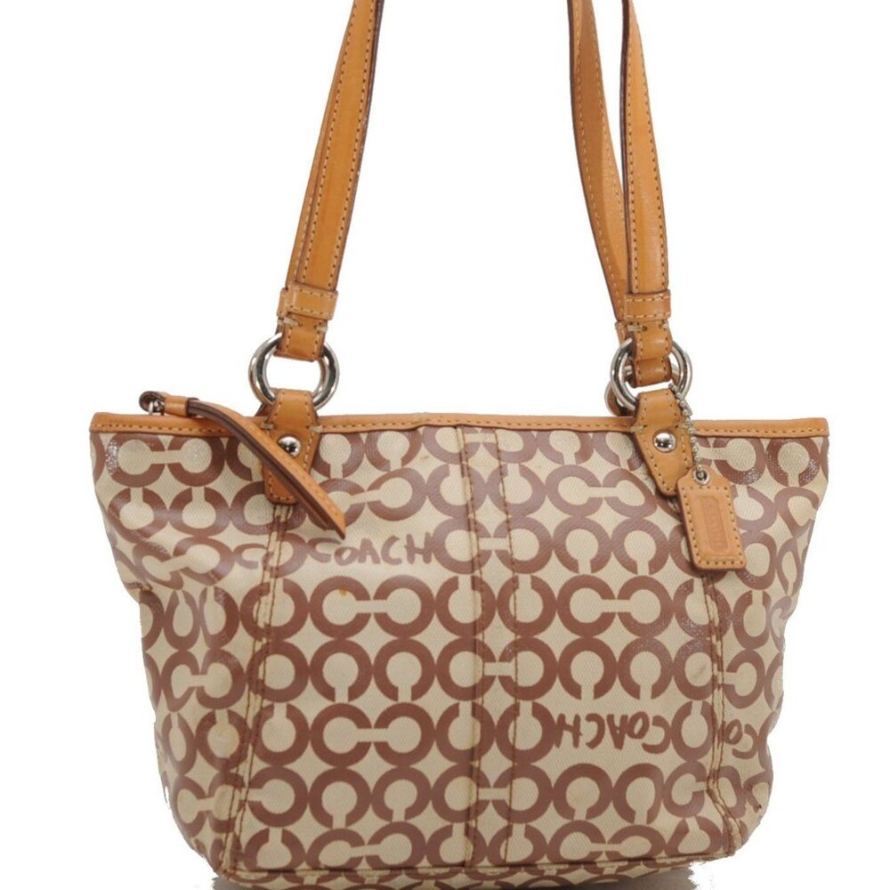 Rare Coach Leah Op Art Coated Canvas Handbag Purse